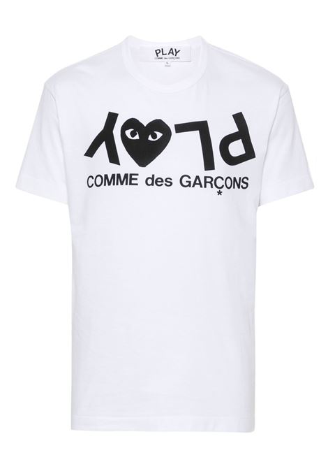 t-shirt logo print unisex bianca COMME DES GARÇONS PLAY | AX-T068-0511